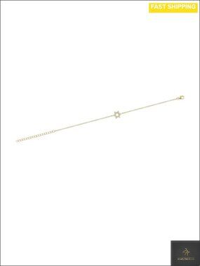 Lab Grown Diamond Jewish Star Bracelet 18k Yellow Gold Plated 925 Sterling